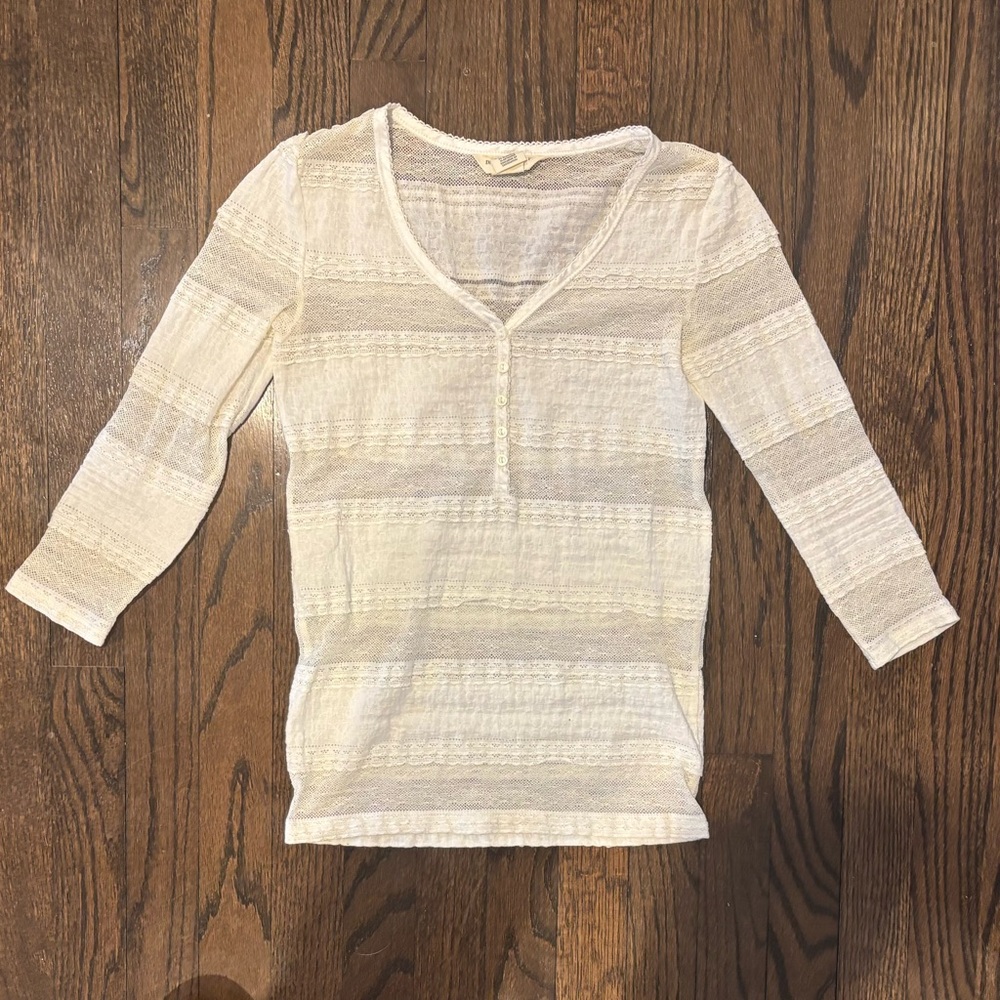 Denim & Supply Ralph Lauren Beige Striped Long Sleeve Tee
